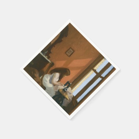 Meisje bij een naaimachine (Edward Hopper) Servet (Hoek)