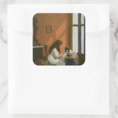 Meisje bij een naaimachine (Edward Hopper) Vierkante Sticker (Tas)