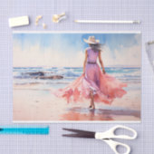 Meisje bij het strand 1 Decoupage Paper Tissuepapier (Craft)