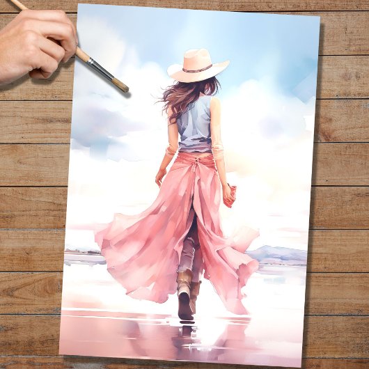 Meisje bij het strand 3 Decoupage papier