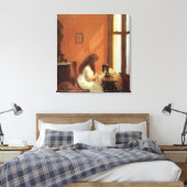 Meisje bij naaimachine, Edward Hopper Canvas Afdruk (Insitu (Slaapkamer))