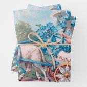  meisje bij paaseieren bij lammeren inpakpapier vel (In situ)