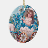 meisje bij paaseieren bij lammeren keramisch ornament (Rechts)