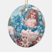 meisje bij paaseieren bij lammeren keramisch ornament (Links)