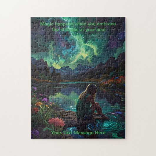 Meisje bij rivier stilte tijd legpuzzel (Verticaal)