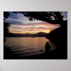 Meisje bij Sunset Poster