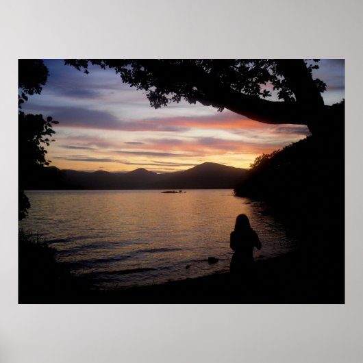 Meisje bij Sunset Poster (Voorkant)