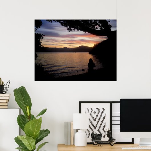 Meisje bij Sunset Poster (Thuiskantoor)