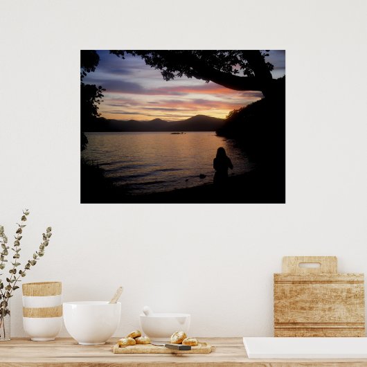 Meisje bij Sunset Poster (Keuken)