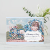 meisje bij vervoer van lammeren van de Birthday P Kaart (Staand voorkant)