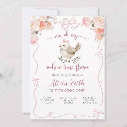 Meisje Birdie eerste verjaardag Kaart (Voorkant)