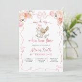 Meisje Birdie eerste verjaardag Kaart (Staand voorkant)