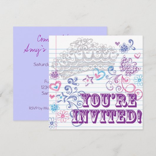 Meisje Birthday / Sweet 16 Invite Kaart (Voorkant / Achterkant)