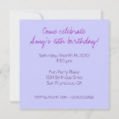 Meisje Birthday / Sweet 16 Invite Kaart (Achterkant)