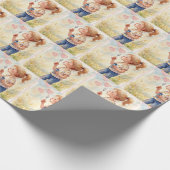 Meisje blaast hartbellen in Waterverf Cadeaupapier (Hoek)