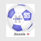 meisje-blauw, gepersonaliseerd voetbal sticker (Vel)