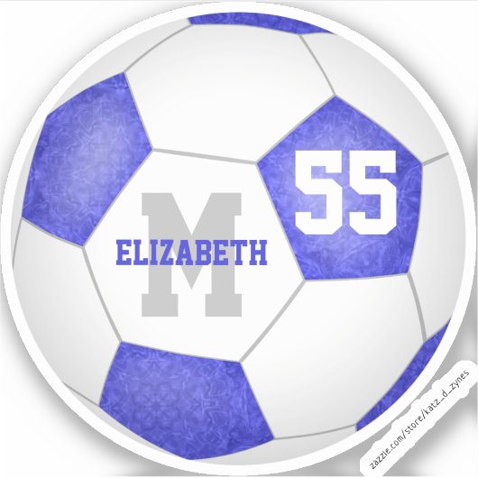 meisje-blauw, gepersonaliseerd voetbal sticker (Voorkant)