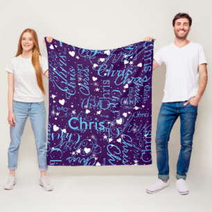 Meisje Blauw Naam Girly Paarse Fleece Deken