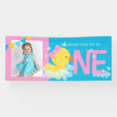 Meisje Blauw Waterverf Duck Oh Wat Leuk Fotofeestj Spandoek (Horizontaal)