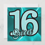 Meisje Blauwgroen Sweet 16 Verjaardag Kaart (Voorkant)