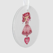 Meisje blazen roze bubbel kauwgom bubbel, verjaard ornament (voorkant)