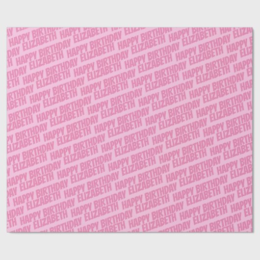 Meisje Bleek Roze Gepersonaliseerd naam Happy Birt Cadeaupapier (Vlak)