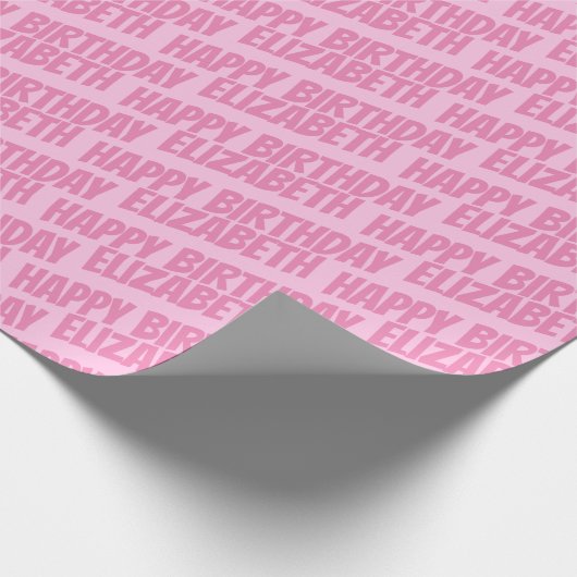 Meisje Bleek Roze Gepersonaliseerd naam Happy Birt Cadeaupapier (Hoek)