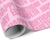 Meisje Bleek Roze Gepersonaliseerd naam Happy Birt Cadeaupapier (Rol Hoek)