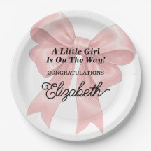 Meisje Bleek Roze Strik Baby Shower