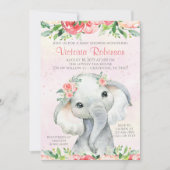 Meisje Bloem Olifant Baby Shower Kaart (Voorkant)