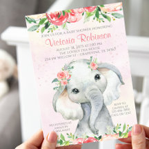 Meisje Bloem Olifant Baby Shower