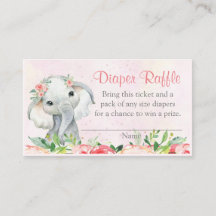 Meisje Bloem Olifant Luier Raffle Tickets