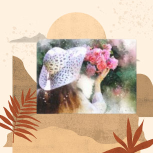 Meisje Bloem Pet Moderne Waterverf Canvas Print
