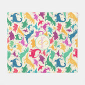 Meisje Bloemen Dinosaurus Silhouet Meisjes Fleece Deken (Voorkant (Horizontaal))
