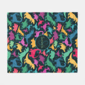 Meisje Bloemen Dinosaurus Silhouet Meisjes Fleece Deken (Voorkant (Horizontaal))