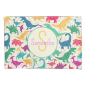 Meisje Bloemen Dinosaurus Silhouet Meisjes Kussensloop (Voorkant)