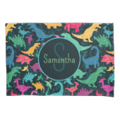 Meisje Bloemen Dinosaurus Silhouet Meisjes Kussensloop (Voorkant)