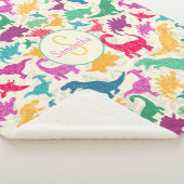 Meisje Bloemen Dinosaurus Silhouet Meisjes Sherpa Deken (3/4)