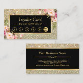 Meisje Bloemen Gouden Glitter Sparkling Loyalty Ka (Voorkant / Achterkant)