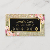Meisje Bloemen Gouden Glitter Sparkling Loyalty Ka (Voorkant)