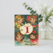 Meisje Bloemen Jan 1 Nieuwjaar Feestdagenkaart (Staand voorkant)