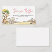 Meisje Bloemen Oerwoud Safari Dieren Luier Raffle Informatiekaartje (Voorkant / Achterkant)