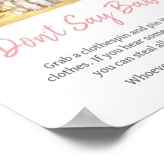 Meisje Bloemen Oerwoud Safari Dieren zeggen niet B Poster (Hoek)