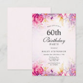 Meisje Bloemen Pastel Waterverf Chic 60ste Verjaar Kaart (Voorkant / Achterkant)