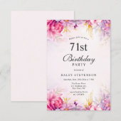 Meisje Bloemen Pastel Waterverf Chic 71e Verjaarda Kaart (Voorkant / Achterkant)