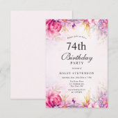 Meisje Bloemen Pastel Waterverf Chic 74e Verjaarda Kaart (Voorkant / Achterkant)