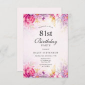 Meisje Bloemen Pastel Waterverf Chic 81st Verjaard Kaart (Voorkant / Achterkant)
