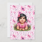 Meisje Bloemen Roze Baby shower Kaart (Achterkant)