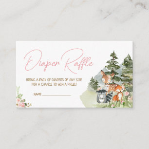 Meisje Bloemen Woodland Dieren Luier Raffle Informatiekaartje