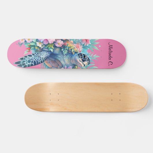  Meisje Bloemen Zee Schildpad Deck Persoonlijk Skateboard (Horizontaal)